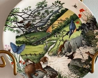 Limited Edition Davenport Pottery Company Otters at Play Plate Set - 8 available. Sold with Display Racks. Photo 5 of 9.