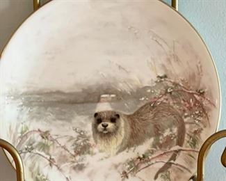 Limited Edition Davenport Pottery Company Otters at Play Plate Set - 8 available. Sold with Display Racks. Photo 7 of 9.