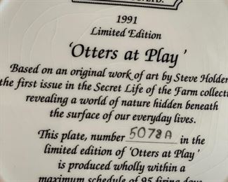 Limited Edition Davenport Pottery Company Otters at Play Plate Set - 8 available. Sold with Display Racks. Photo 9 of 9.