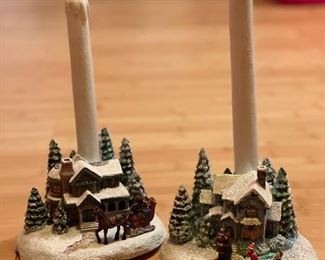 Thomas Kinkade Illuminated Village Candleholders with Flameless Candles. Set of 3; 2 shown. Photo 1 of 2.