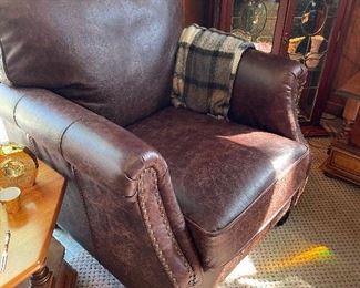 New leather armchair in distressed brown leather