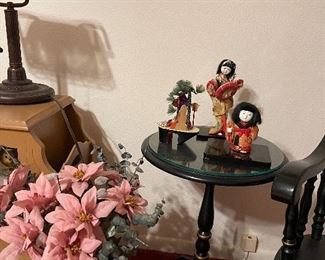 small candle table, Japanese dolls