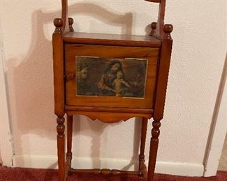 lovely humidor or sewing cabinet with Madonna and child