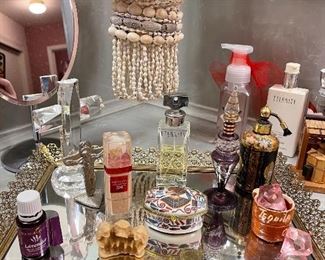 perfume bottles and vanity items
