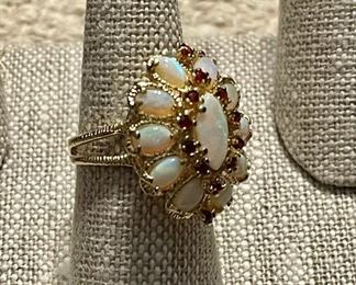 opal and garnet ring