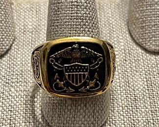 US Navy sterling and gold washed ring