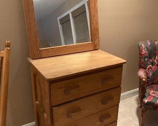Solid wood dresser and mirror $140