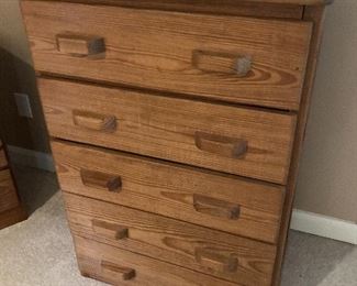 Solid wood 5 drawer chest $110