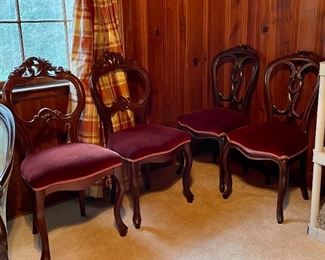 Victorian balloon back chairs.