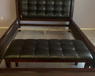 Bed Frame and Bench (as is needs to be reupholstered) 