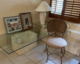 Faux Stone Coffee Table, End Table and Sofa Table (no glass), Side Chair