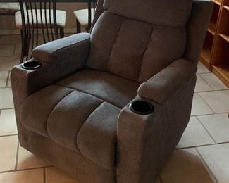 Blue Recliner w Built-in Cup Holder x 2 
