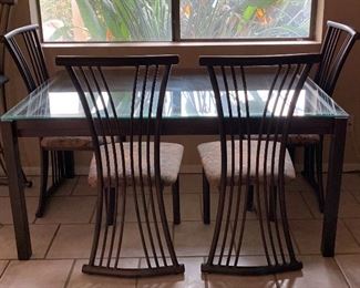 Glass Top Dining Table w 4 Chairs 
