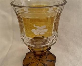 Antique Bohemian German Amber Beaker