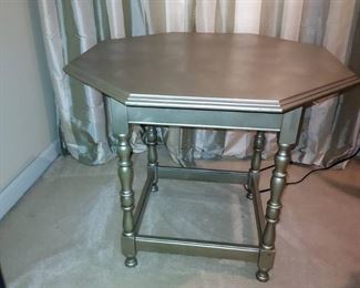 Distressed Octagon Shaped Wooden Accent Table