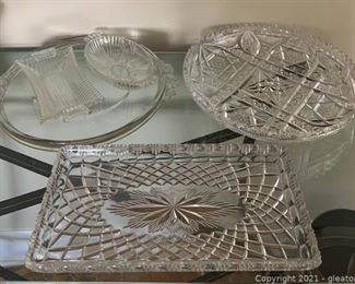 Five Piece Cut Glass Dish Collection