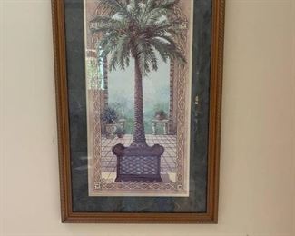 Pair of Framed Basket Palm Prints by Janet Kruskamp