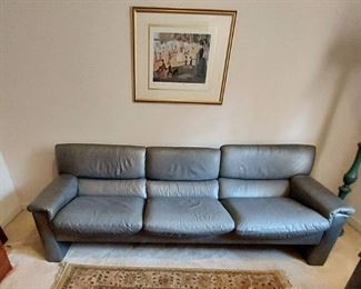 retro Preview Furn Co Pewter 3 Person Leather Sofa