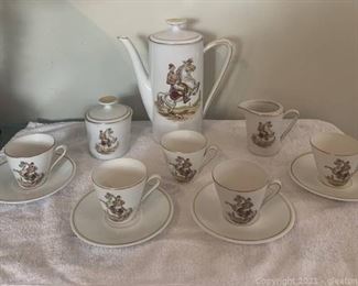 Vintage Austrian gold Rimmed Tea Service Set For Four