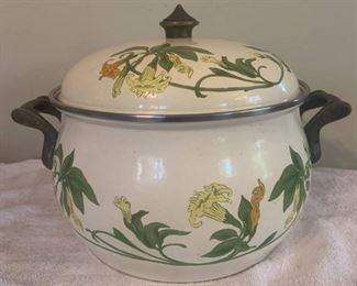 Vintage ASTA Fissler Rare Honey Suckle Pattern Enamelware