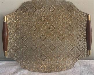 Vintage Georges Briard 22K Pressed Gold Serving Tray Platter