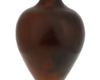 6057
An Alice Cling Navajo Redware Pottery Vessel
(b. 1946, Diné)
Signed: Alice Cling
The vessel with wide shoulder and narrow neck with burnished slip glaze
13" H x 8" Dia.
Estimate: $300 - $500