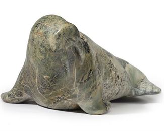 6092
A Carved Marble Walrus
20th Century
Unsigned
Carved of green-toned and veined marble
7.5" H x 18" W x 12" D
Estimate: $300 - $500