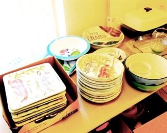 ceramic serving plates and platters--sea food decor