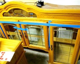 Big hutch two pieces brand new never used  beveled glass pane windows