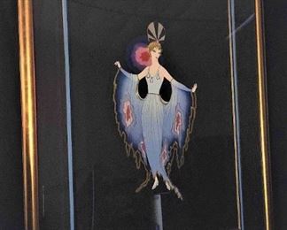 https://ctbids.com/estate-sale/13112/item/1081467 "Twilight" Serigraph by Erté: Father of Art Deco
RESERVE PRICE ON THIS AUCTION LOT. This exquisite serigraph by Erté (1997) is ready to make a statement in your home. This serigraph is made with hot stamping and embossing. It is numbered 181 of 300. The gold frame and gold/blue raised trim compliment the pops of gold within the artwork. This piece is very detailed and truly elegant. A background of fine detailed stars makes for a unique background. With the frame, this piece is measuring an approximate 36"x47" and is ready to be hung by secured brackets on the back of the frame. Learn more about this artist: https://en.wikipedia.org/wiki/Ert%C3%A9 Please check all art lot photos as they may have a certificate of authenticity or an appraisal.