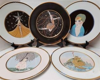 https://ctbids.com/estate-sale/13112/item/1202759 Set 2 of 2: House of Erte' Highly Collectible Plates (Father of Art Deco)
These five art deco style plates entitled "Blossom Umbrella," "Statue of Liberty," "Ondee," "New York, New York" and "Yellow Turban" measure 12 1/2"L.