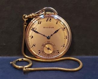 https://ctbids.com/estate-sale/13112/item/1216604 Vintage Bulova pocket watch in working condition. 

