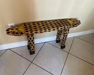 Nice hand made cheetah bench / shelf 