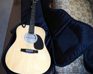 Squire By Fender 6 String Acoustic Guitar, Model 093-0300-021, Includes Carry Case