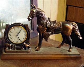 Brass And Bronze Hopalong Cassidy Mantle Clock, 11" Tall
