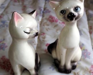 Vintage Siamese Porcelain Cat Figures, Qty. 2
