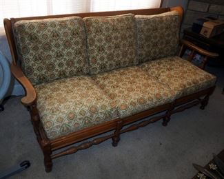 Wood Framed 3 Cushion Sofa, 33" x 75" x 33"