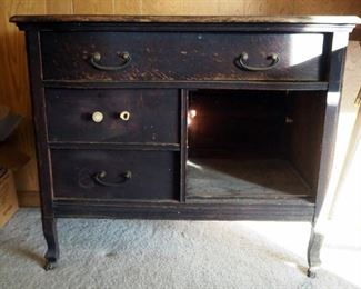 Antique Solid Wood 3 Drawer Buffett, 29" x 36" x 20"