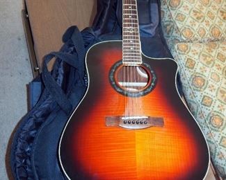 Fender 6 String Acoustic Guitar' Model 1-BUCKET 300 CE3TS, Includes Carry Case