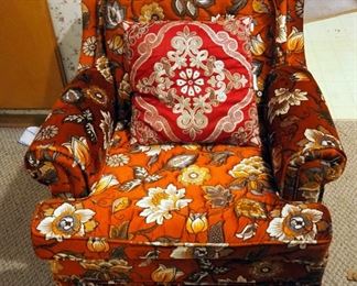 Montgomery Ward Upholstered Accent Chair, 31" x 35" x 37", And Matching 3 Cushion Sofa