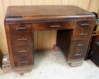 Vintage Solid Wood Drawer Waterfall Style Desk, 31" x 45.5" x 22"