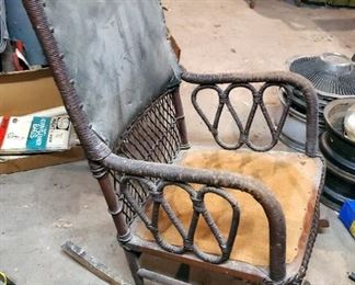 Antique Wicker Rocker, 36" x 22" x 30"