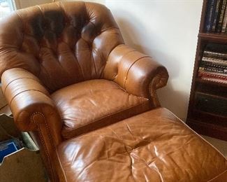 Hancock & Moore leather chair with ottoman