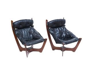 Pair of Danish Mid-Century Leather Tub Chairs