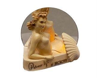 Hickory "Perma-Lift" Bras chalkware shop counter display, circa 1940s, in working condition