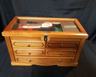 Small Chest With Drawers and back massager for a chair