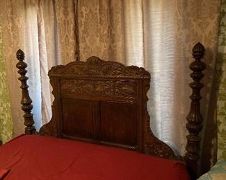 Antique double 4 poster bed