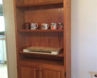 Oak cabinet, top shelves, bottom storage