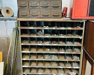 Metal cubbies & cabinets.
