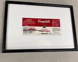 Andy Warhol signed soup label